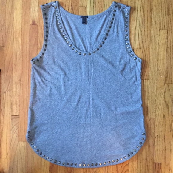 J. Crew Tops - Grey Cotton Sleeveless Top with Silver Stud Trim